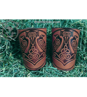 Leather Bracers Thor's Hammer Mjolnir: a pair